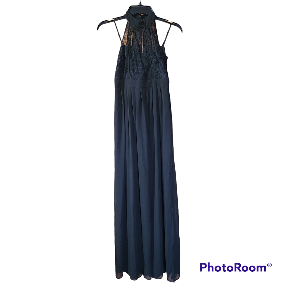 BCBG Black Maxi Dress Sz 0 Lace High Neck